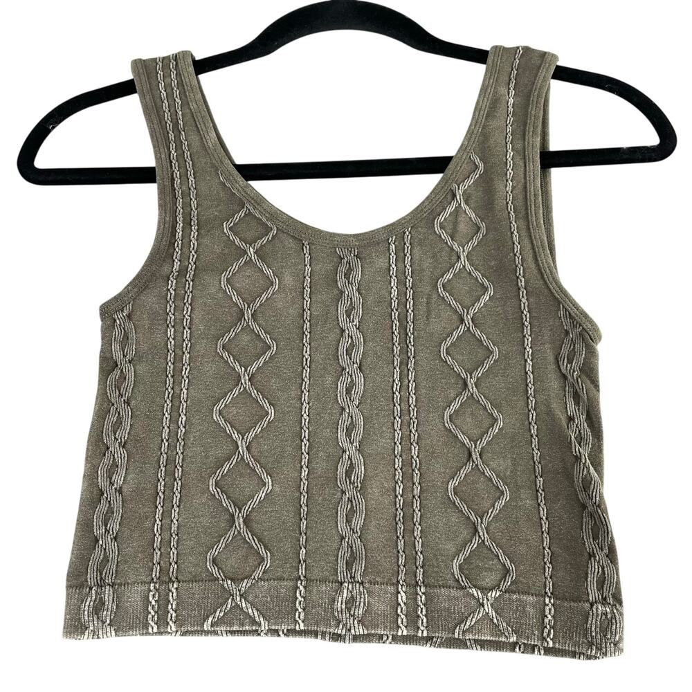 BKE Essentials Gray Distressed Acid Wash Punk Grunge Textured Tank Top size XS/S